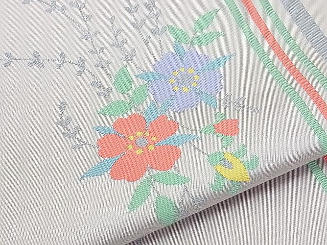 平和屋着物◎六通柄袋帯 草花文 逸品 BAAJ8972qt