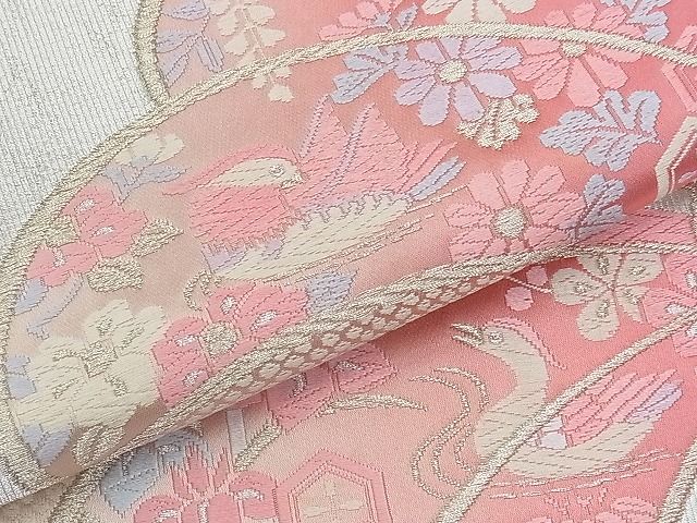 平和屋着物◎六通柄袋帯 唐織 捻菊花鳥文 金銀糸 逸品 BAAJ8976qt