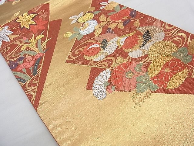 平和屋着物◎六通柄袋帯 唐織 鴛鴦花文 金銀糸 逸品 BAAJ8986qt