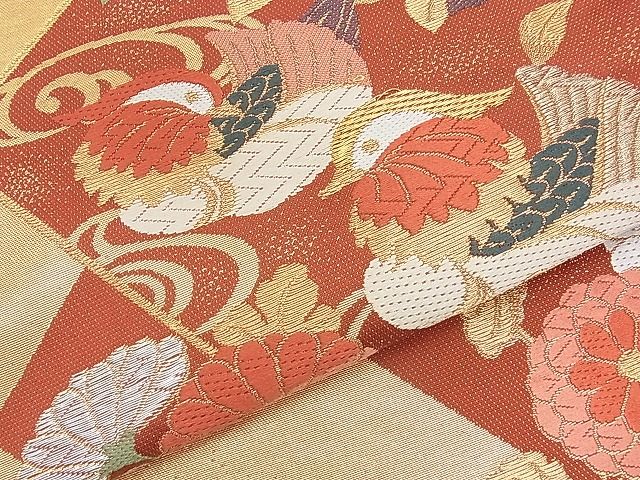 平和屋着物◎六通柄袋帯 唐織 鴛鴦花文 金銀糸 逸品 BAAJ8986qt