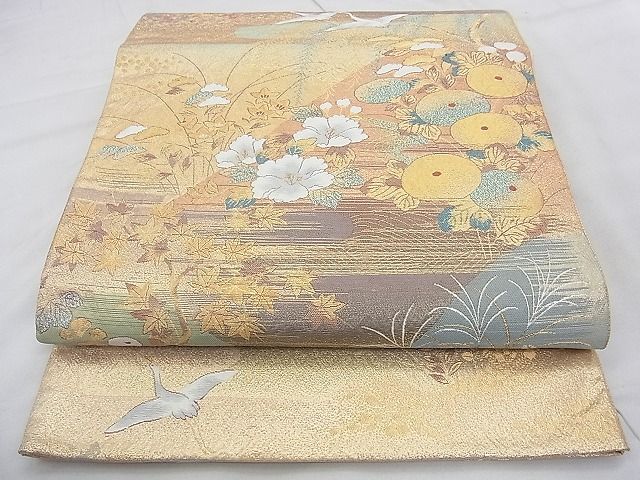 平和屋着物◎六通柄袋帯 唐織 琳派遠山文 金糸 逸品 BAAJ8982qt