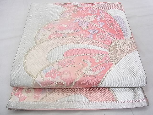 平和屋着物◎六通柄袋帯 唐織 捻菊花鳥文 金銀糸 逸品 BAAJ8976qt
