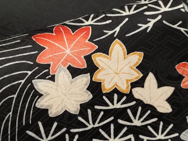 平和屋本店■極上 九寸名古屋帯 絞り 駒刺繍 雲取り流水枝花文 黒地 逸品 未使用 CYAA0717s4