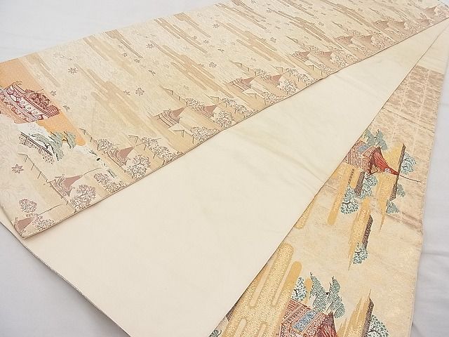 平和屋着物◎太鼓柄袋帯 唐織 優都里 金糸 逸品 BAAJ6962sa