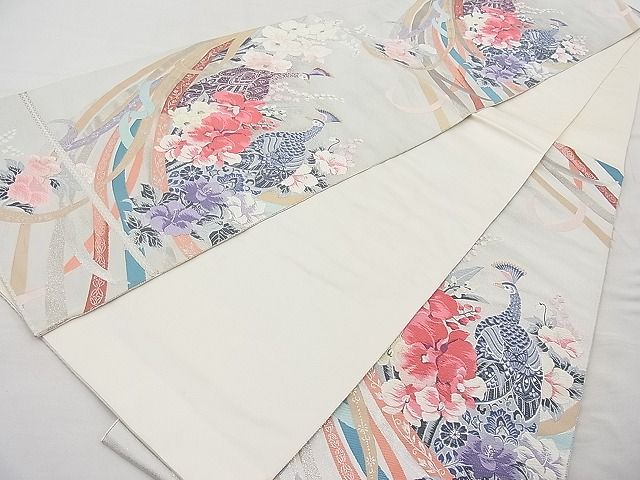 平和屋着物◎六通柄袋帯 唐織 九百錦 孔雀の来る日 金銀糸 逸品 BAAJ6943sa