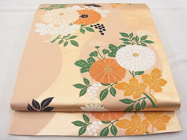 平和屋着物◎六通柄袋帯 立涌草花文 金糸 逸品 BAAJ6973sa