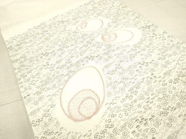 平和屋着物◎太鼓柄袋帯 刺繍 草花文 逸品 DAAI1145cm
