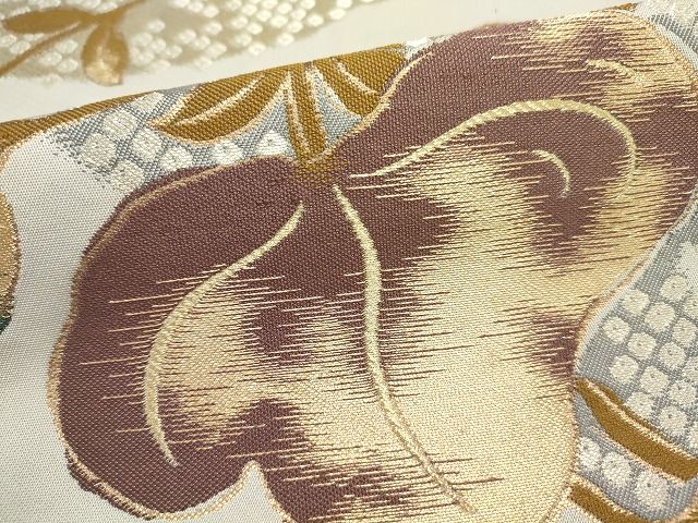 平和屋着物■六通柄袋帯 鹿の子蔦の葉文 金銀糸 逸品 DAAI1657jm