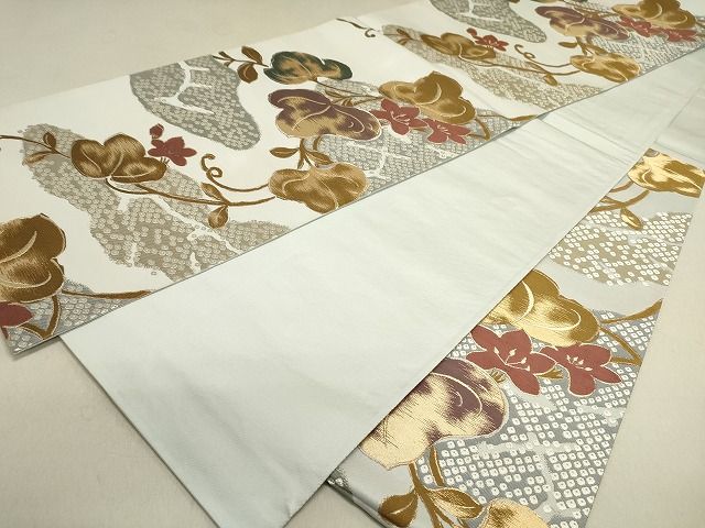 平和屋着物■六通柄袋帯 鹿の子蔦の葉文 金銀糸 逸品 DAAI1657jm