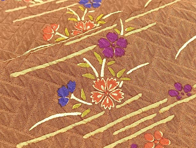平和屋着物◎全通柄袋帯 竹垣露芝花文 金彩 逸品 BAAJ5918ea