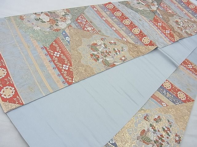 平和屋着物◎六通柄袋帯 唐織 正倉院裂段文 金糸 逸品 BAAJ6899cm