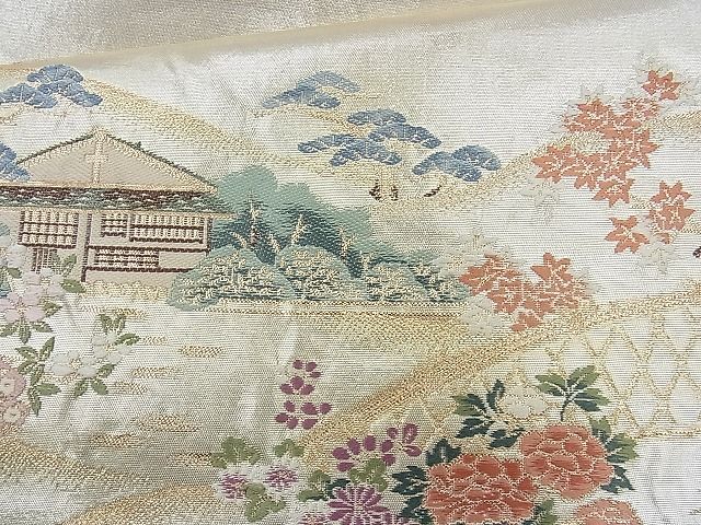 平和屋着物◎太鼓柄袋帯 唐織 名勝 金銀糸 逸品 BAAJ9781cm