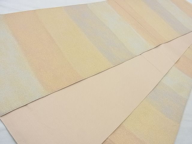 平和屋着物◎全通柄袋帯 砂子綴れ 横段文 金糸 逸品 BAAJ9779cm
