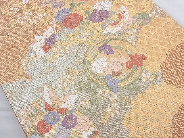 平和屋着物◎六通柄袋帯 唐織 絵蒔錦 金糸 逸品 BAAJ9784cm