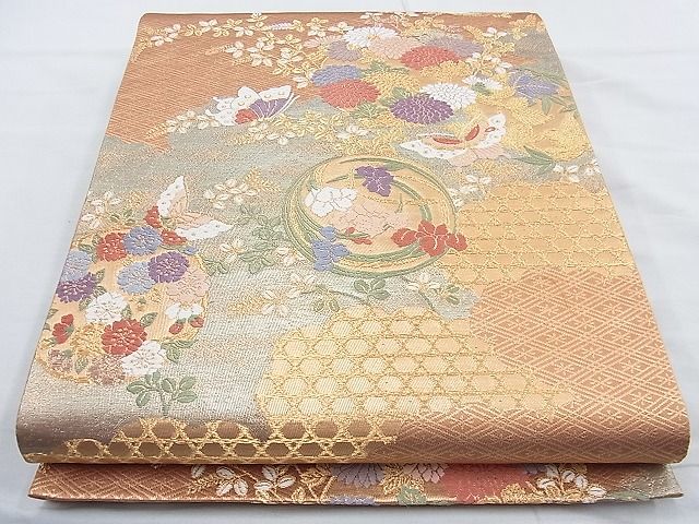 平和屋着物◎六通柄袋帯 唐織 絵蒔錦 金糸 逸品 BAAJ9784cm