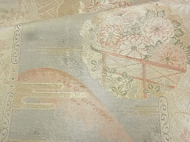 平和屋着物◎佐賀錦 六通柄袋帯 雪輪天井花文 金銀糸 逸品 BAAJ9797cm