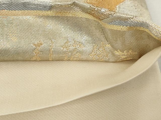 平和屋着物◎六通柄袋帯 錦秀松鶴遊文 金銀糸 引箔 正絹 逸品 AAAL2758Atn