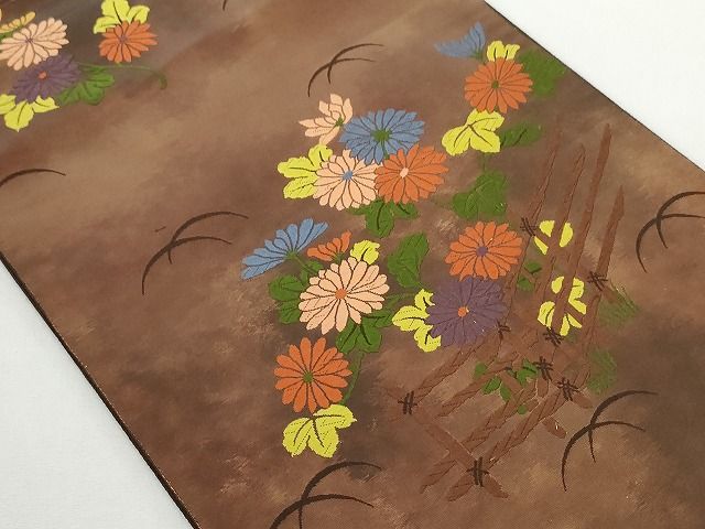 平和屋着物◎六通柄袋帯 草花文 唐錦 土屋 引箔 正絹 逸品 AAAL2767Atn