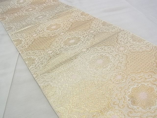平和屋着物◎六通柄 本袋帯 手織錦 正倉院 金糸 逸品 BAAJ9363if