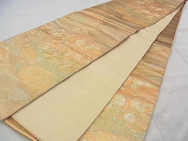 平和屋着物◎佐賀錦 六通柄袋帯 光琳菊水文 金糸 逸品 BAAJ9393if