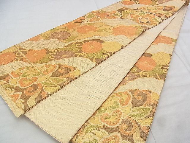 平和屋着物◎本箔佐賀錦 全通柄袋帯 道長花唐草文 金糸 逸品 BAAJ9392if
