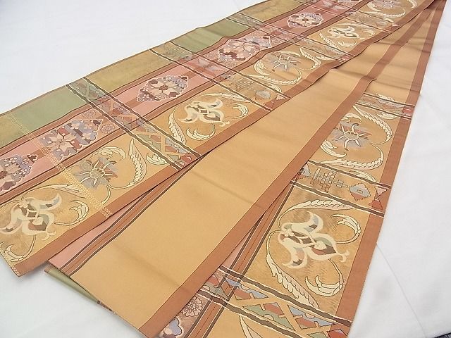 平和屋着物◎六通柄袋帯 更紗花唐草文 金糸 逸品 BAAK0116if