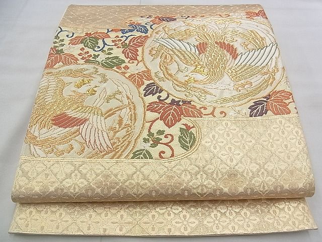 平和屋着物◎太鼓柄袋帯 唐織 鳳凰エ霞唐草文 金糸 逸品 BAAK0146if