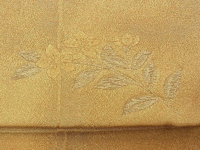 平和屋着物◎六通柄袋帯 寿光織 ワンポイント 枝花文 金糸 逸品 BAAK0162if