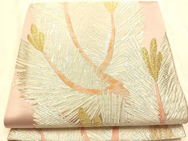 平和屋着物◎六通柄袋帯 松葉文 金銀糸 正絹 逸品 AAAJ8085Bsa