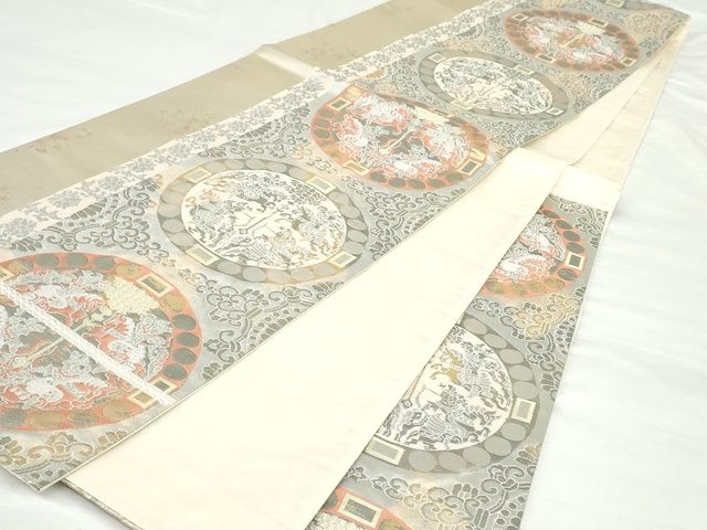 平和屋着物◎六通柄袋帯 狩猟文 金銀糸 正絹 逸品 AAAK8373Bgw