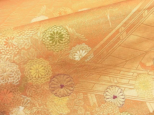 平和屋着物◎西陣 六通柄袋帯 菊水文 金糸 逸品 BAAK5041ns