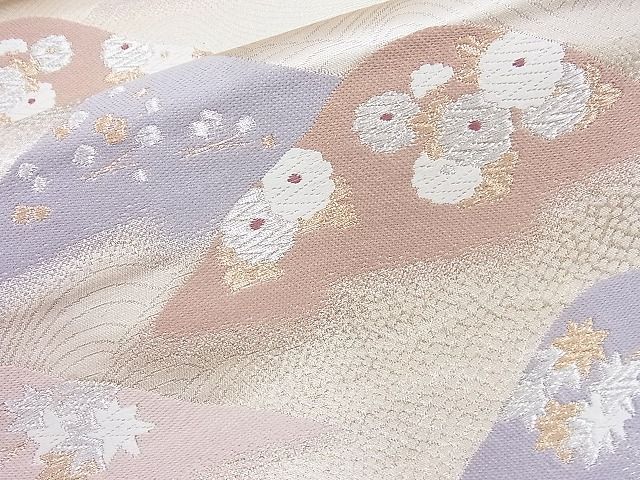 平和屋着物◎六通柄袋帯 唐織 遠山草花文 金銀糸 逸品 BAAK5036ns