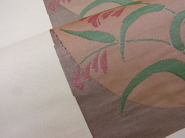 平和屋着物◎六通柄袋帯 雲母 市松花文 逸品 BAAK5082ns