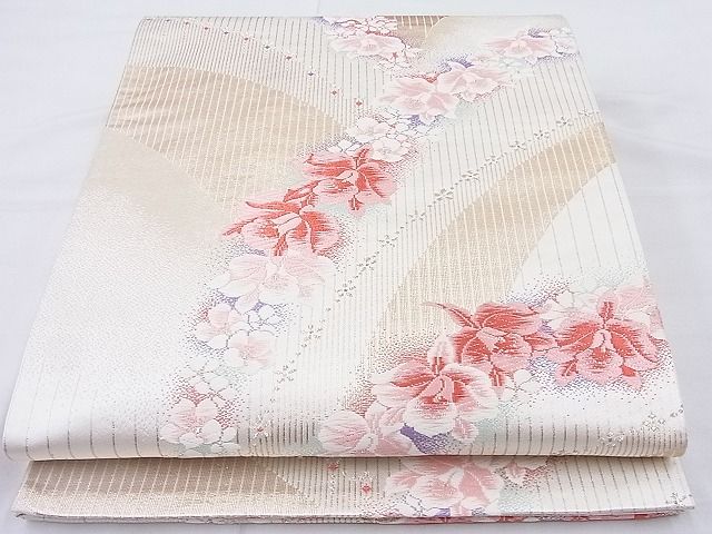 平和屋着物◎六通柄袋帯 唐織 カトレア 金糸 逸品 BAAK5067ns