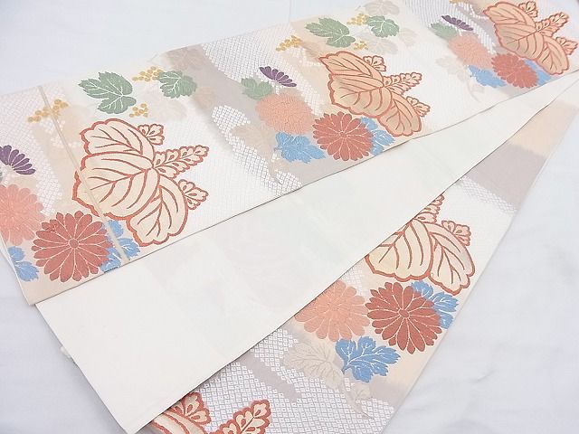 平和屋着物◎六通柄袋帯 しろがね唐織文 金糸 逸品 BAAK5066ns