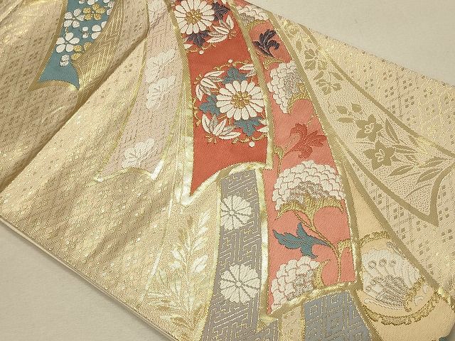 平和屋着物◎六通柄袋帯 熨斗草花文 金銀糸 逸品 CAAH5626qe