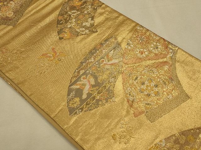 平和屋着物◎六通柄袋帯 地紙向かい鳥花文 金銀糸 逸品 CAAH5603qe
