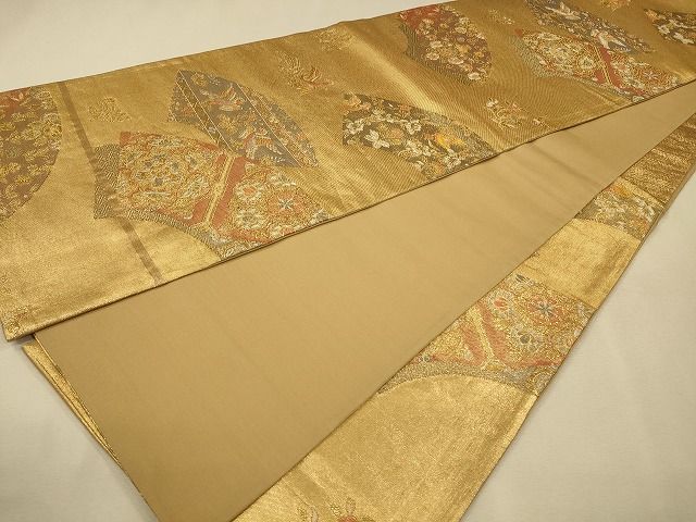 平和屋着物◎六通柄袋帯 地紙向かい鳥花文 金銀糸 逸品 CAAH5603qe