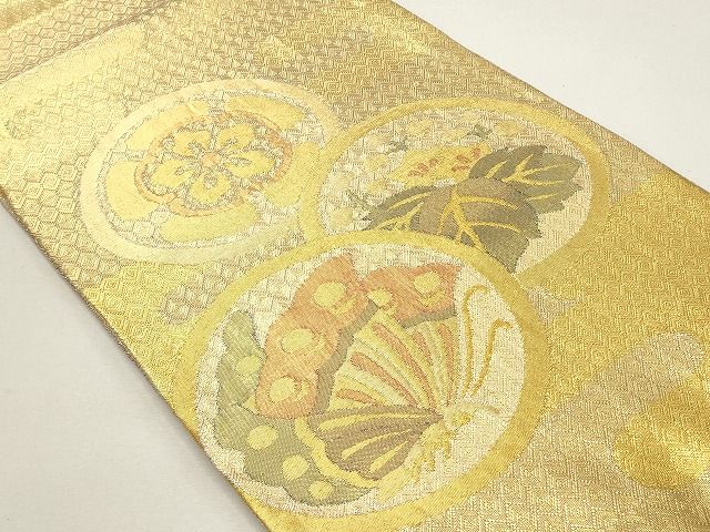平和屋着物◎佐賀錦 太鼓柄袋帯 花蝶丸文 金糸 逸品 CAAH5609qe