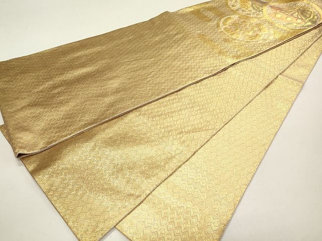 平和屋着物◎佐賀錦 太鼓柄袋帯 花蝶丸文 金糸 逸品 CAAH5609qe