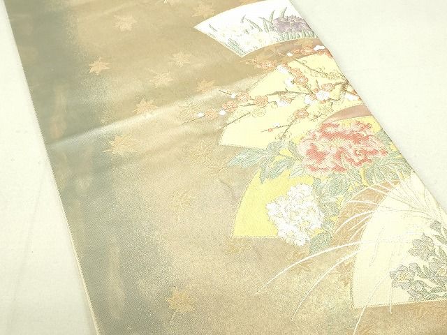 平和屋着物■六通柄袋帯 唐織 地紙草花文 金糸 引箔 逸品 DAAH6405sf