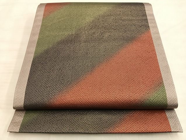 平和屋着物◎全通柄袋帯 斜線文 金糸 逸品 BAAJ1492du