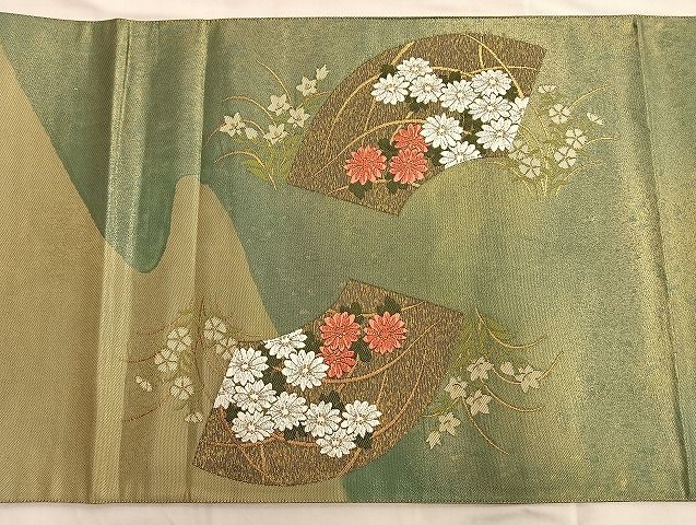 平和屋着物◎太鼓柄袋帯 唐織 秋栄 金糸 引箔 逸品 BAAJ1498du