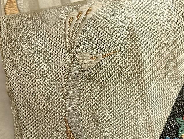 平和屋着物◎佐賀錦 六通柄袋帯 唐織 孔雀草花文 金銀糸 逸品 BAAJ2639du