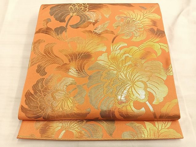 平和屋着物◎六通柄 本袋帯 草花文 金糸 逸品 BAAJ2649du