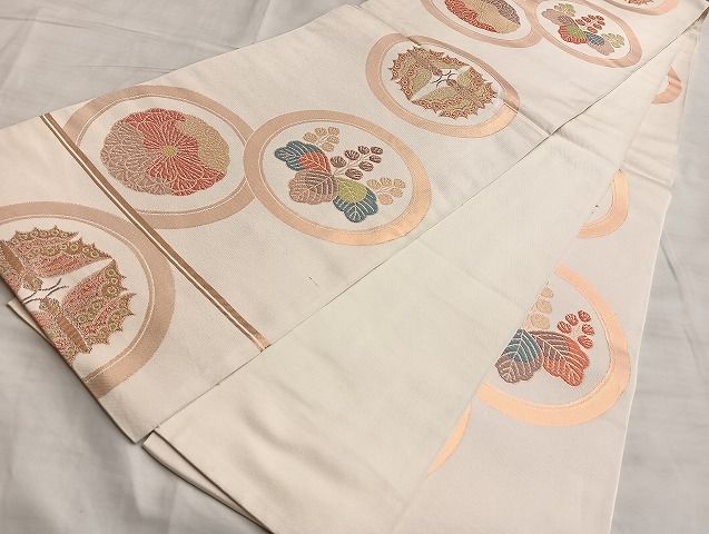平和屋着物◎全通柄 本袋帯 桐花蝶丸文 金糸 逸品 BAAJ9936du