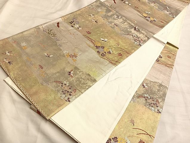 平和屋着物◎六通柄袋帯 花鳥秋草文 金銀糸 引箔 逸品 BAAJ9942du