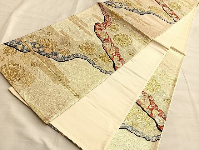 平和屋着物◎六通柄袋帯 唐織 正倉院道長花唐草文 金糸 逸品 BAAJ9965du