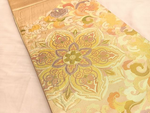 平和屋着物◎六通柄袋帯 正倉院花唐草文 金糸 逸品 BAAJ9990du