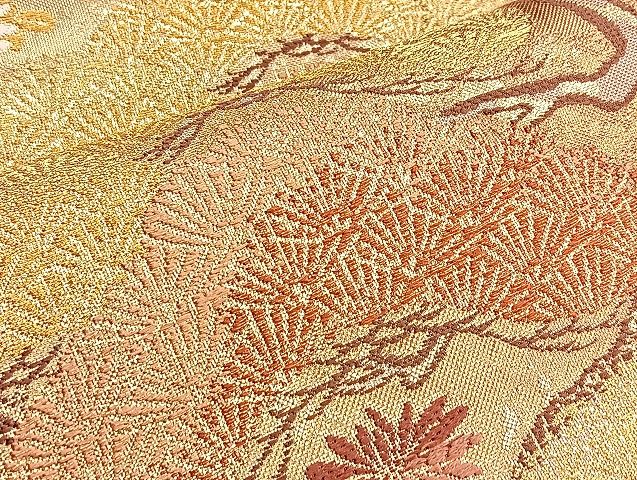 平和屋着物■六通柄袋帯 唐織 道長楽聚松文 金銀糸 逸品 BAAJ6094ea